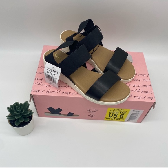 kensie Womens Everlee Black Slingback Wedge Platform Strap Strappy Sandal Size 6 - Picture 7 of 7